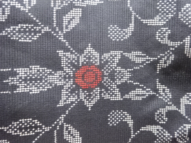 JAPANESE KIMONO / ANTIQUE DORO OSHIMA TSUMUGI KIMONO / TANG FLOWER PAT